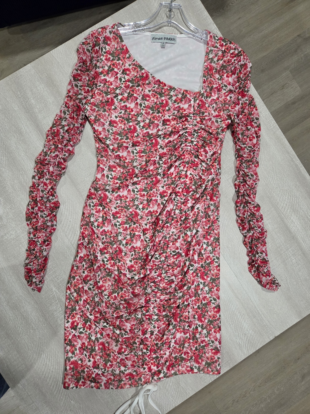 Almost Famous Floral One-Shoulder Ruched Mini Dress - Picture 2 of 6